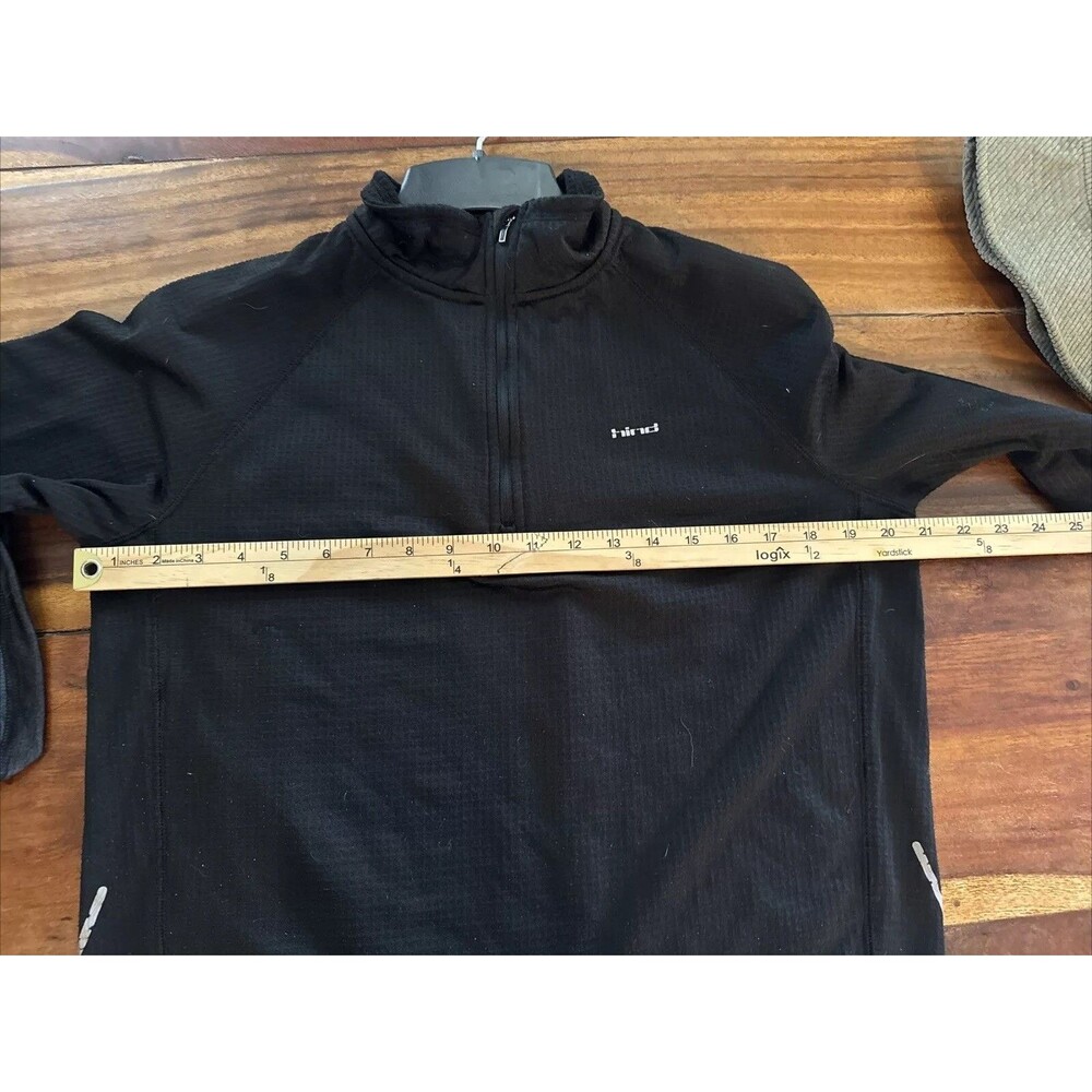 Hind Mens Solid Black Grid 1/4 Zip Pullover Small - Picture 8 of 8